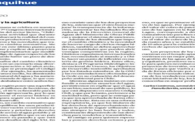 Carta de Seremis MOP y Agricultura de Los Lagos en apoyo a reforma al Código de Aguas