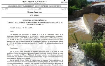 Nuevo Reglamento de Monitoreo de Extracciones Efectivas de Aguas Superficiales DGA